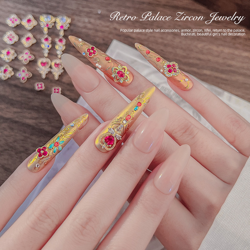 Explosiones de estilo palacio joyas de manicuras, armadura de zircón, la princesa Xi Hui, tela de belleza latina decoración al por mayor