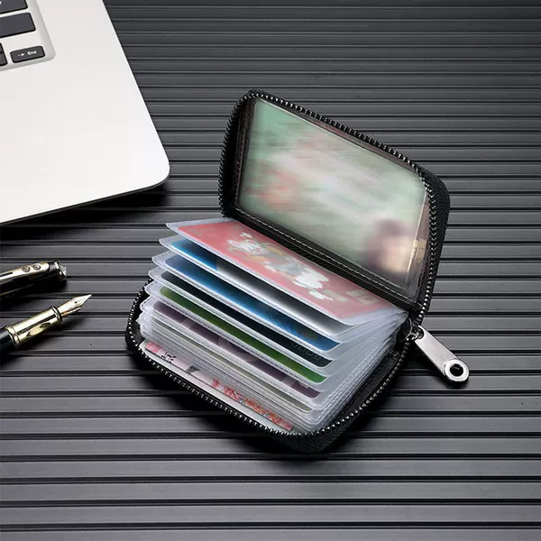 New Pu Leather Anti-Theft Men's Card Holder, Women's Daily Compact Portable Ultra-Thin Anti-Magnetic Bank Card Holder Coin Purse