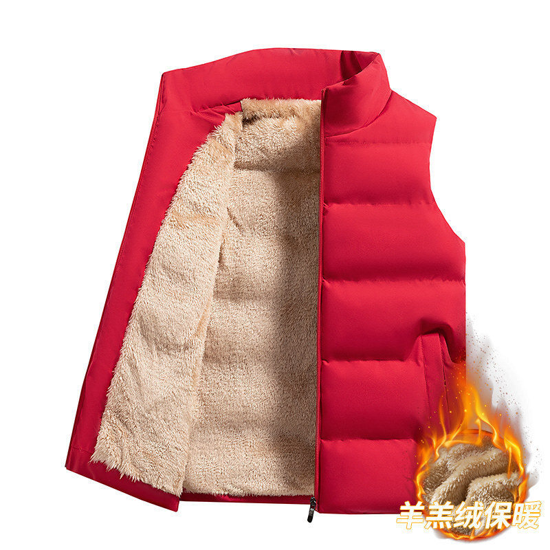 Explosions Winter Lambskin Men's Vest Warm plus size fleece-lined Thick Cotton Vest Men's Warm Loose Warm for Men