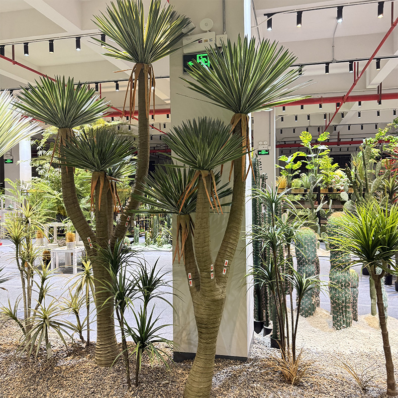 Simulación de plantación verde 1000 mano espada sala de exposiciones del centro comercial terraza maceta de goma blanda tequila paisajismo decoración de planta falsa grande