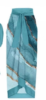 One-Piece Swimsuit (Qiao Jiayuan) 2025 Retro Style with Wrap Skirt, Crane Print, S–XL & One Size