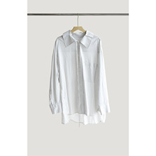 秋季新款上衣松弛感不规则花瓣领子简约条纹全棉设计感长袖衬衫女