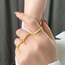 素圈戒指女古法传承戒指镀18K金指环素戒2023年新款简约小众设计