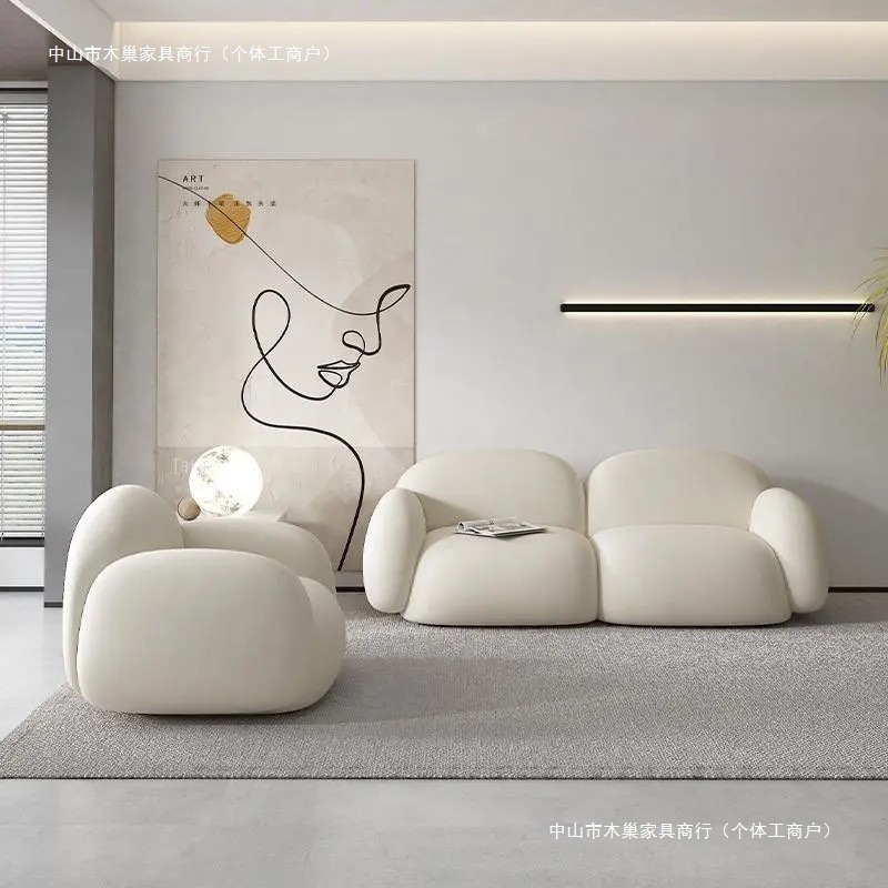 テクノロジー布家庭用小さなアパートソファ寝室リビングルームモダンなインターネット有名人クリームスタイルダブルレセプションファブリック小さなソファ|undefined