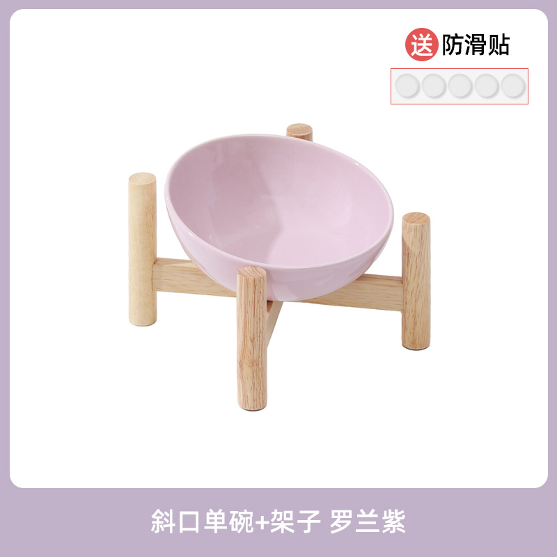 Bisel biselada tazón de cerámica suministros para mascotas gato y perro tazón de comida tazón para beber doble tazón antidetonantes protección del cuello del pie alto