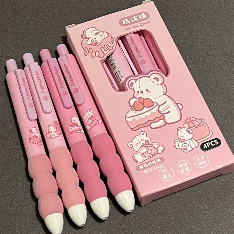 Cute color gradiente de tres secciones cubierta lápiz esponjoso en el viento alto valor de la cara st cabeza negro cepillo de secado rápido lápiz estudiante