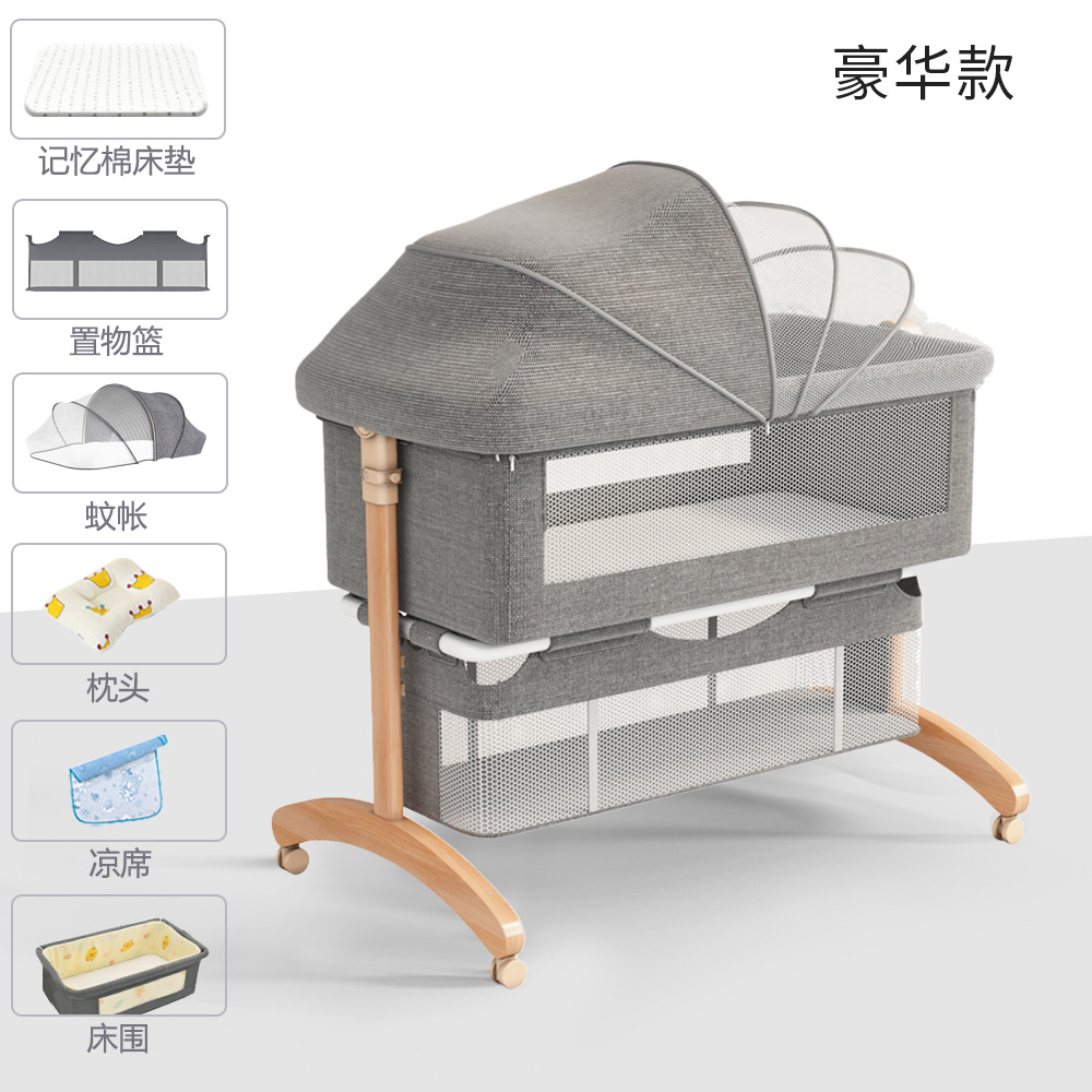 Cama de bebé móvil portátil cuna cama plegable multifuncional BB cama para recién nacidos empalme cama grande