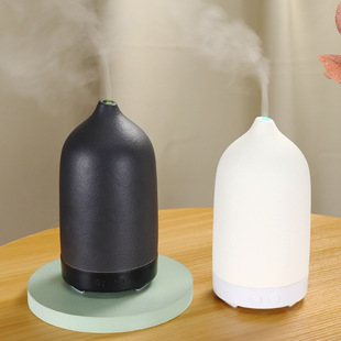 New Simple Ceramic 100ml Ultrasonic Aroma Diffuser Wholesale Humidifier Wood Grain Essential Oil Atomizer Machine Fragrance
