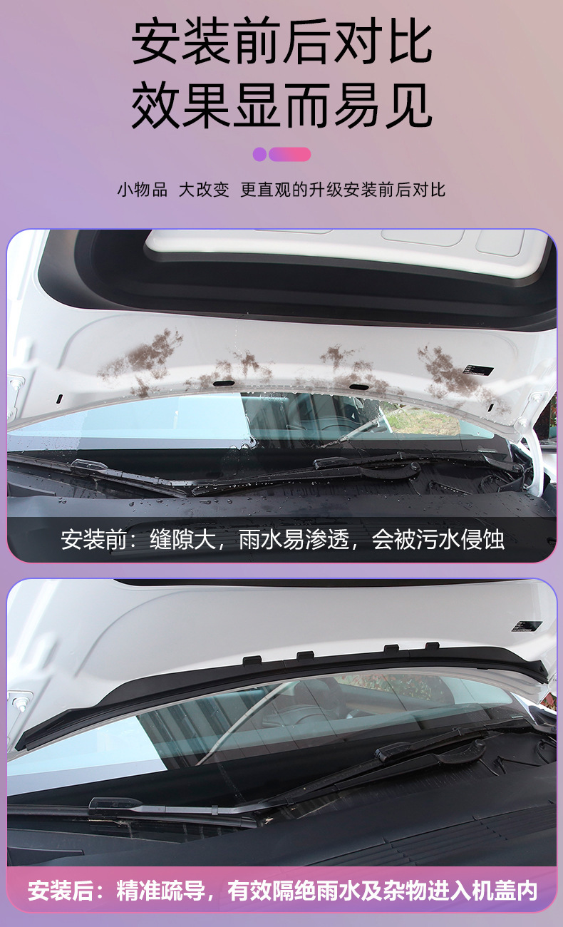 Suitable for Tesla Model 3/Y Front Hood Waterproof Strip, Tesla Front Hood Water-Blocking Strip, Car Modification Accessory