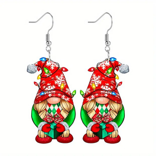 Cross-Border Christmas Earrings Christmas Grinch Snowman Gnome Holiday Party Acrylic Decorative Earrings