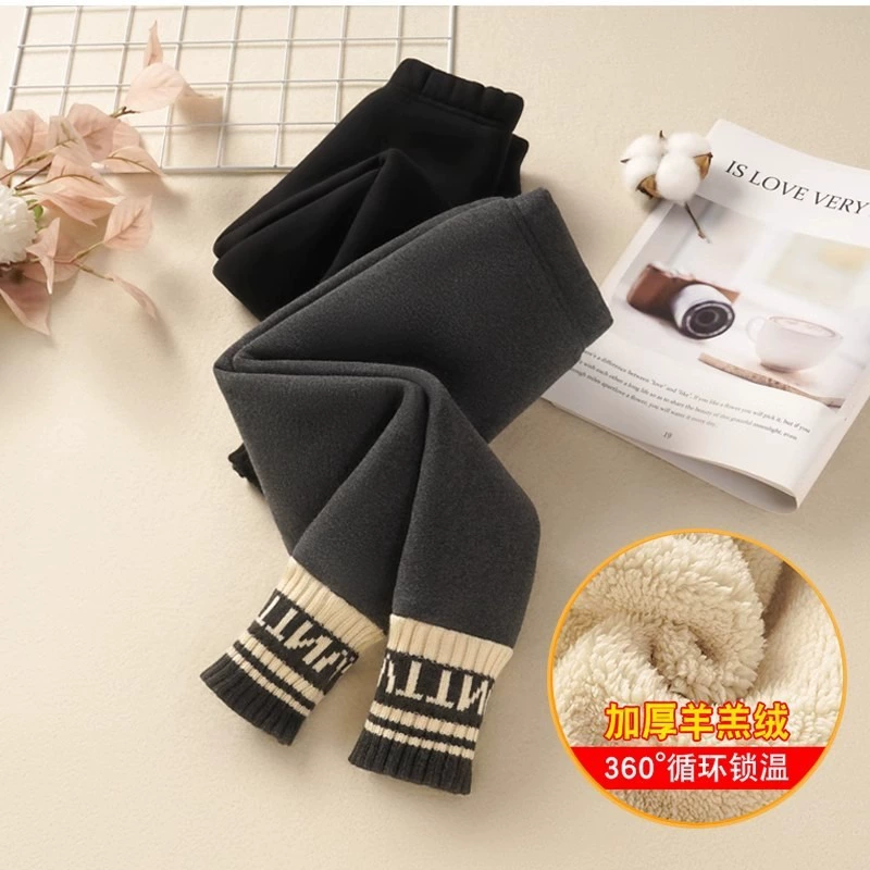 Девушки плюс бархатные леггинсы осень-зима 2024 новый детский стиль