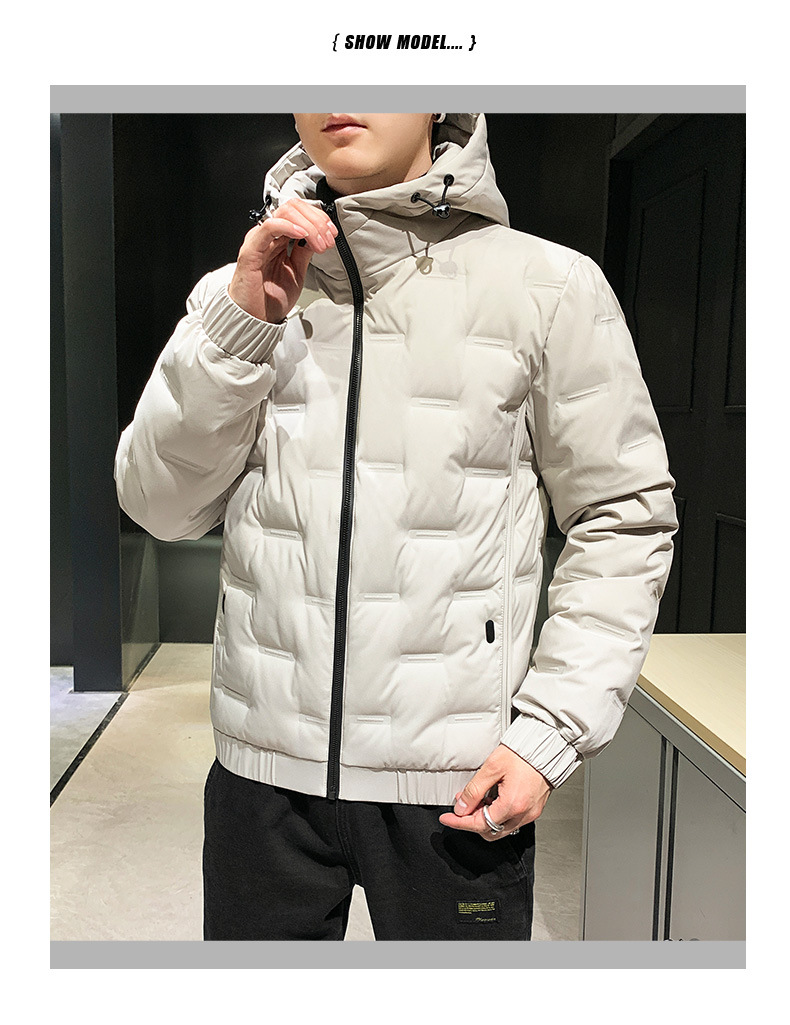 Men's Clothing white duck Silk cotton winter thickened trendy brand hooded Silk cotton jacket men's short loose winter jacket_voghion.com