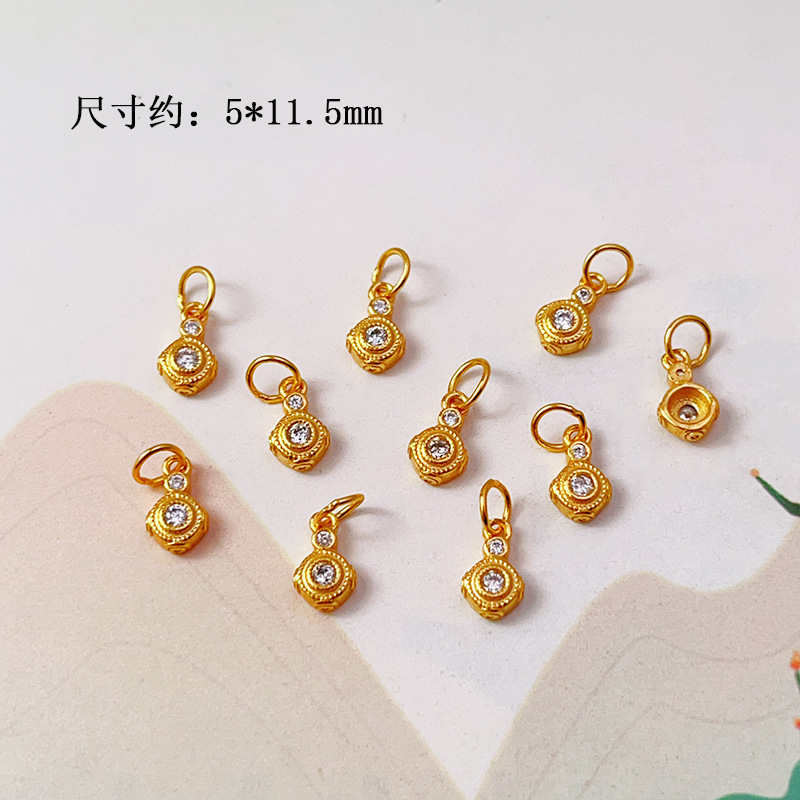 DIY Accessories S925 Silver Gold-Plated Small Drop Necklace Pendant Bracelet Charm Bead Spacer Loose Beads Jewelry Materials