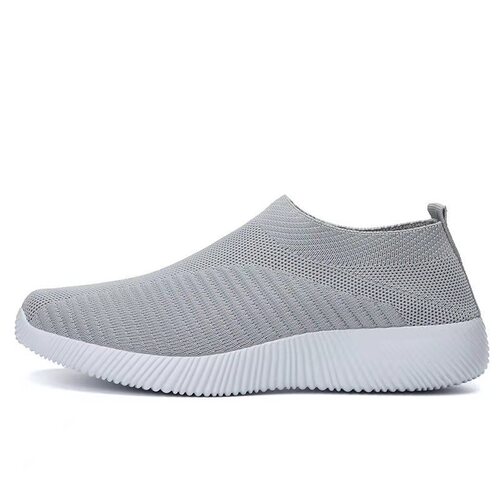 Online breathable casual fly-knit women's shoes, shallow mouth socks shoes, flat walking single shoes, foot-hugging shoes