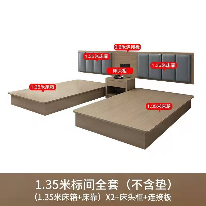 Muebles de hotel habitación estándar conjunto completo de habitaciones de hotel cama estándar de habitación única apartamento habitaciones residenciales modernas y simples cama especial de hotel