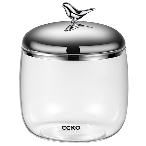 CCKO glass storage jar non-sealed jar kitchen food storage jar household candy snack round storage jar