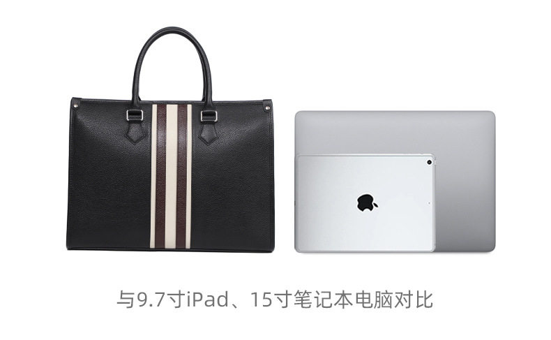 Túi xách tay nam da bò thật đựng laptop 15,6 inch kiểu công văn, 40×13×29 cm — Lớp lót nỉ cao cấp màu đen chi tiết 12