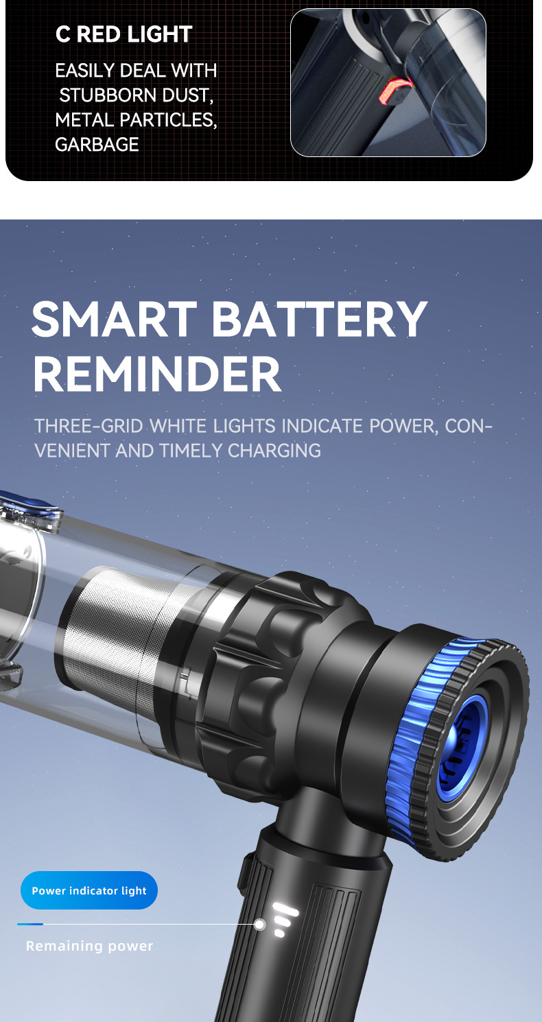Car Vacuum Cleaner Car Household Large Suction Portable Charging Handheld Wireless Brushless Small Powerful Dust Blower