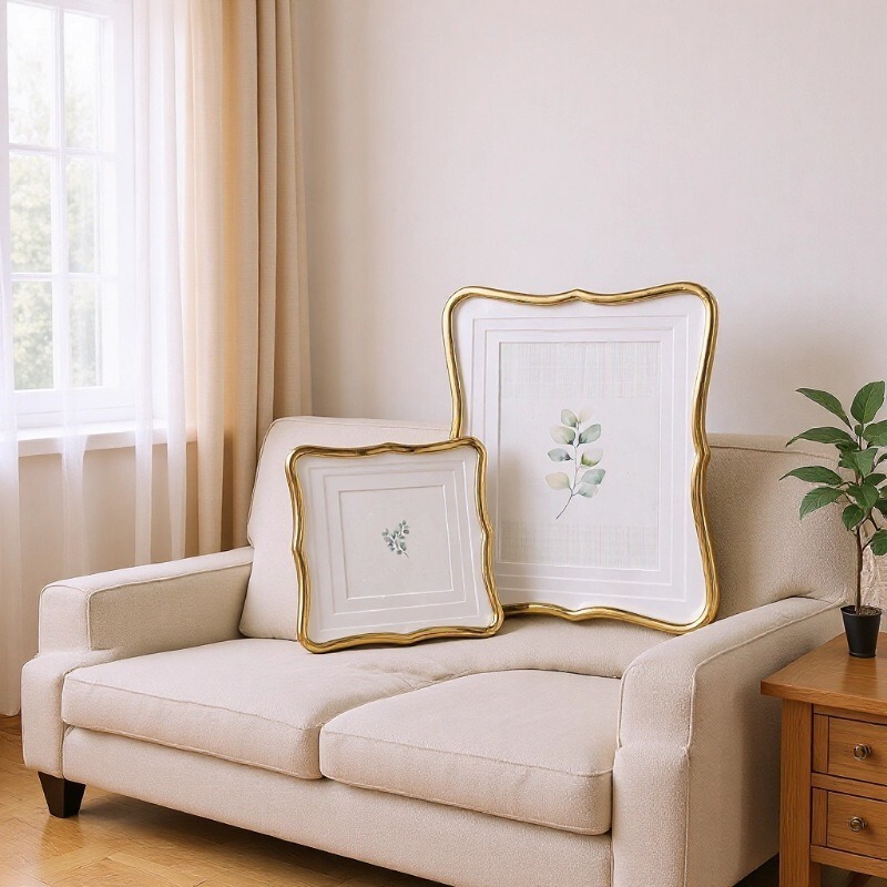 Gold Metal Frame with Three-Layer Cardboard Inserts, Simple Soft-Style Photo Frame for Tabletop Display Gold Metal Frame with Three-Layer Cardboard Inserts, Simple Soft-Style Photo Frame for Tabletop Display