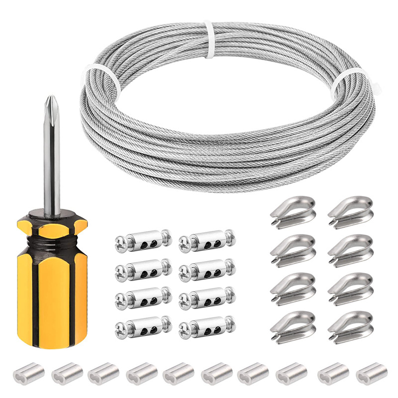 包尼龙钢丝绳2mm缆绳套件 户外花园围栏 窗帘绳 螺丝扣紧线锁扣