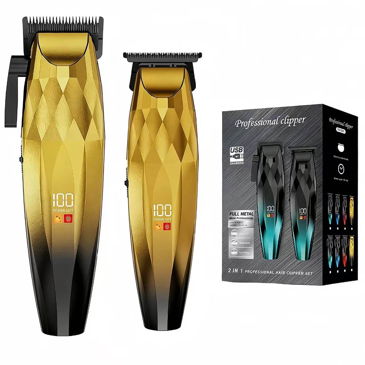 Set de Cortapelos Eléctrico Digital de Aleación de Titanio con Cabezal Lavable para Barbería y Hogar
