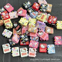 12*14 ミリメートルプリントペイント KT 猫ノートブック合金ビーズ diy 車吊りブレスレット携帯電話チェーンバッグぶら下げアクセサリー