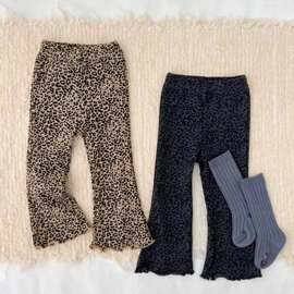 春夏季女童豹纹显瘦喇叭九分女宝宝洋气百搭休闲裤宽松外穿童装