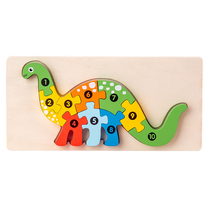 CPC niños pequeños animales de madera tráfico cognitivo rompecabezas de inteligencia de bebés educación temprana rompecabezas tridimensional juguetes de bloques de construcción image 12