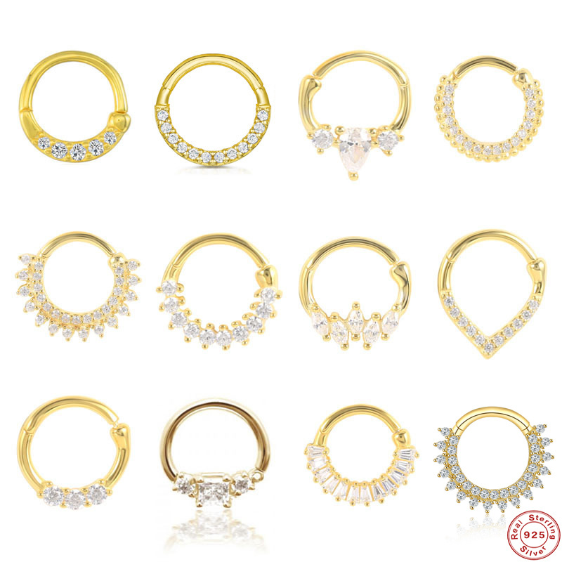 Sterling Silver S925 human body puncture cartilage circular Bihuan Split ring perforation seamless fashion Earrings Earrings