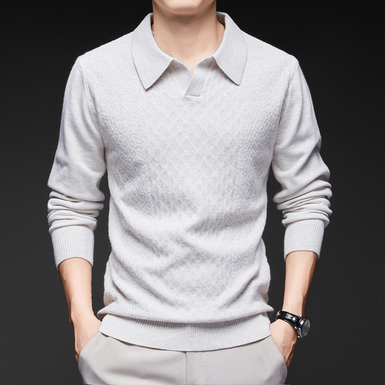 Suéter de cuello de gaviota transfronterizo para hombres otoño y invierno nuevo collar de color sólido overhead grueso camiseta de punto de moda suelta