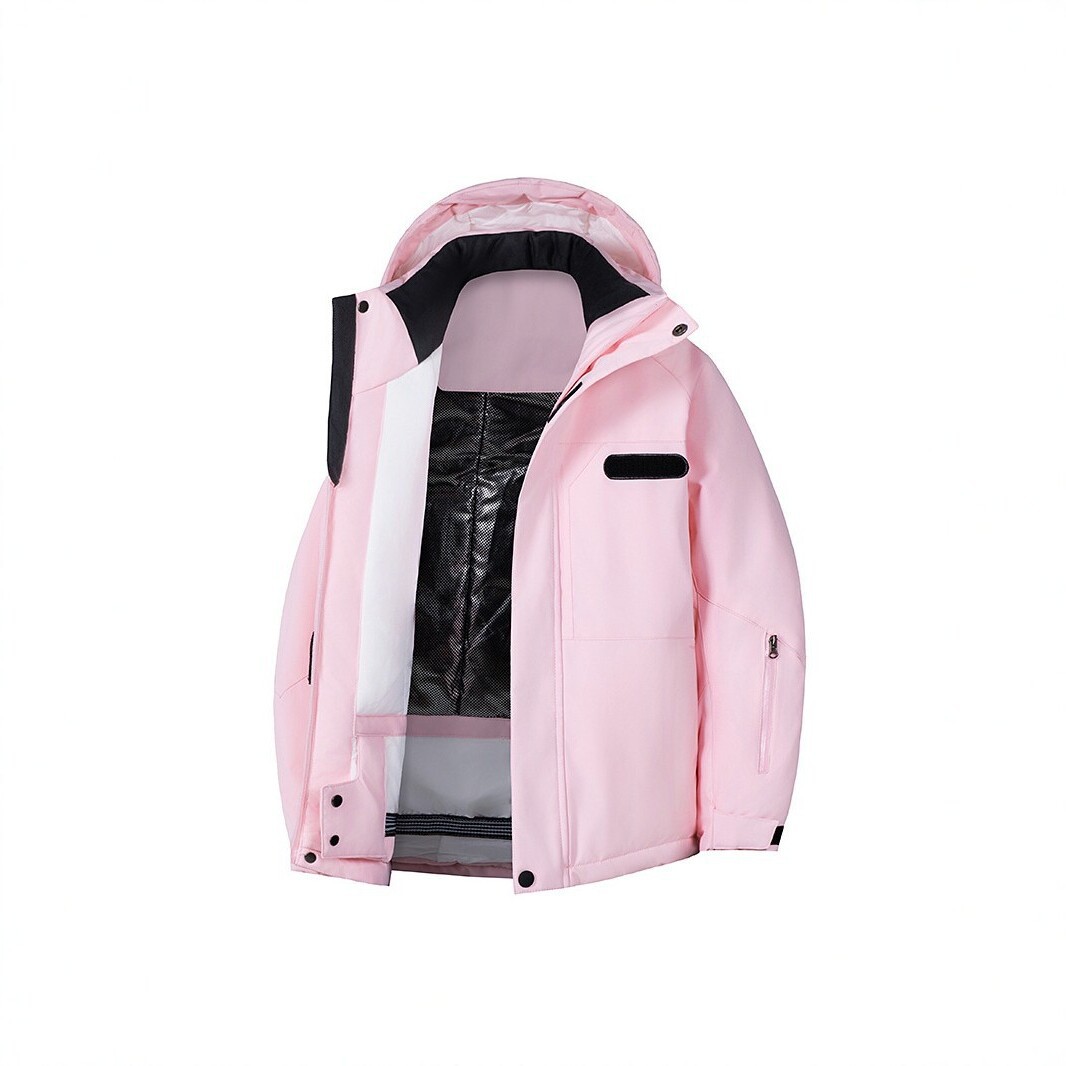 2026 new children's ski jacket, warm and windproof, color-blocked hooded outerwear for boys and girls, wholesale