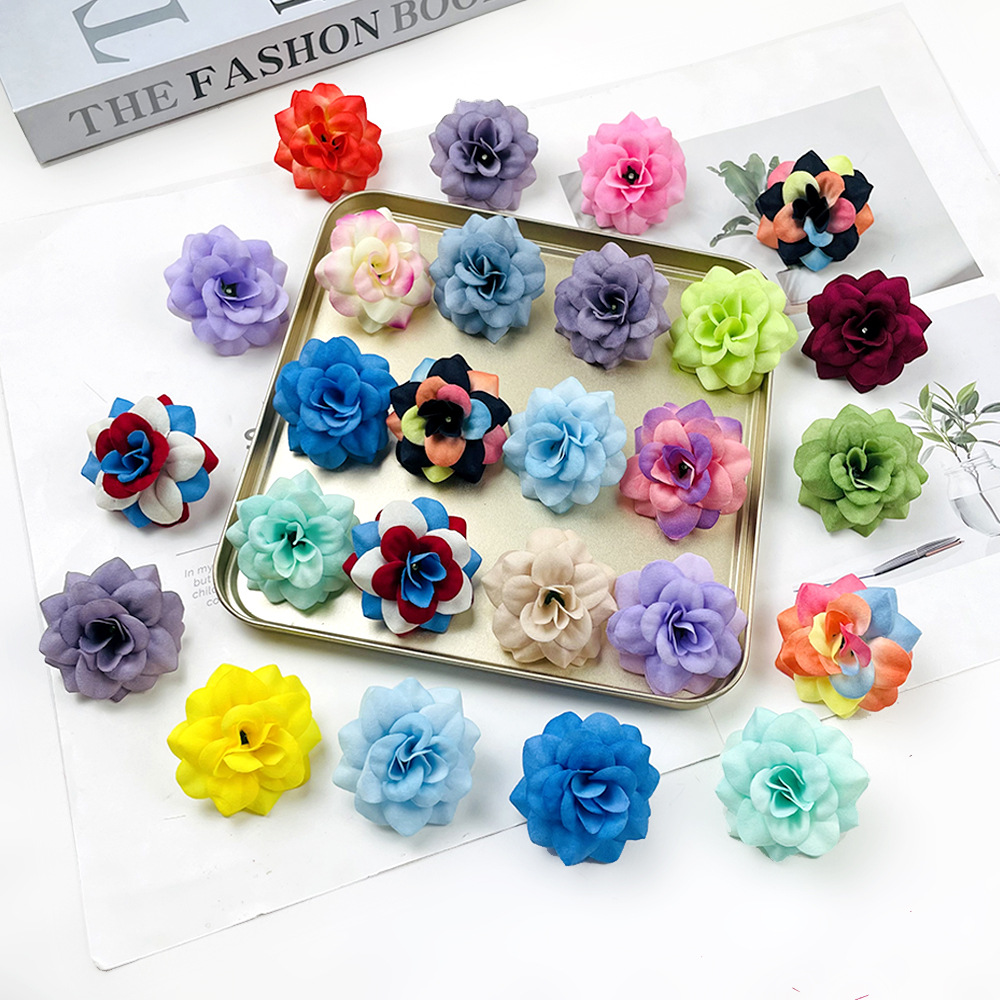 Simulación de tela de terciopelo de pequeño ángulo flores de rosa DIY sombreros hechos a mano arreglos de flores bolsas de props para el hogar adornos florales