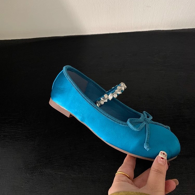 Zapatos de brisa tardía de diamante francés con una sola línea de zapatos de ballet plana de primavera nuevos zapatos de mujer suaves