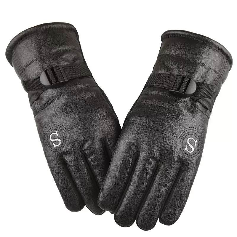 冬季保暖手套男冬季保暖户外骑行运动皮手套电动车摩托车防滑防水