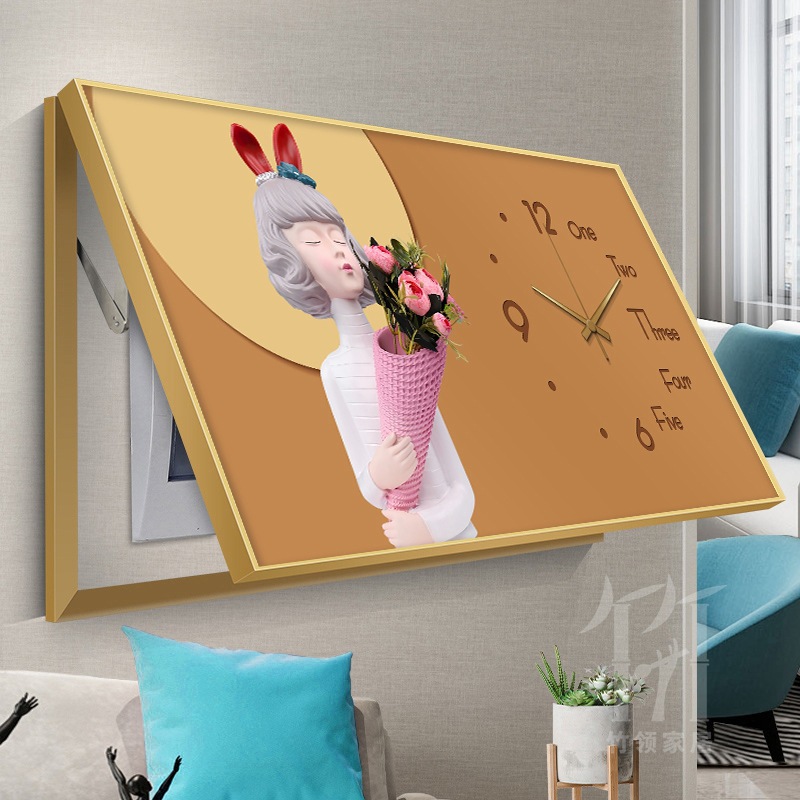 Niña nórdica caja de medidor pintura decorada sin agujeros de perforación de tapa de encendido interruptor de alimentación caja de interruptor con reloj colgar pintura