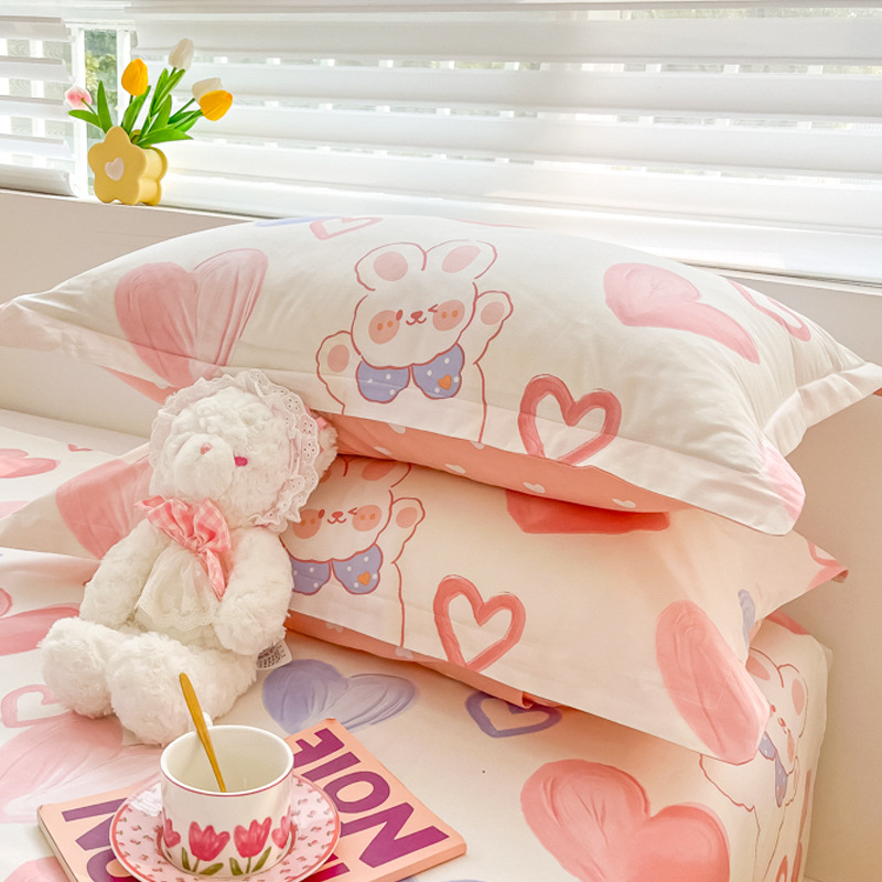 Funda de almohada fresca pequeña de algodón puro Un par de fundas de almohada para el hogar individuales 48x74cm Funda interior de núcleo de almohada de algodón Student 4
