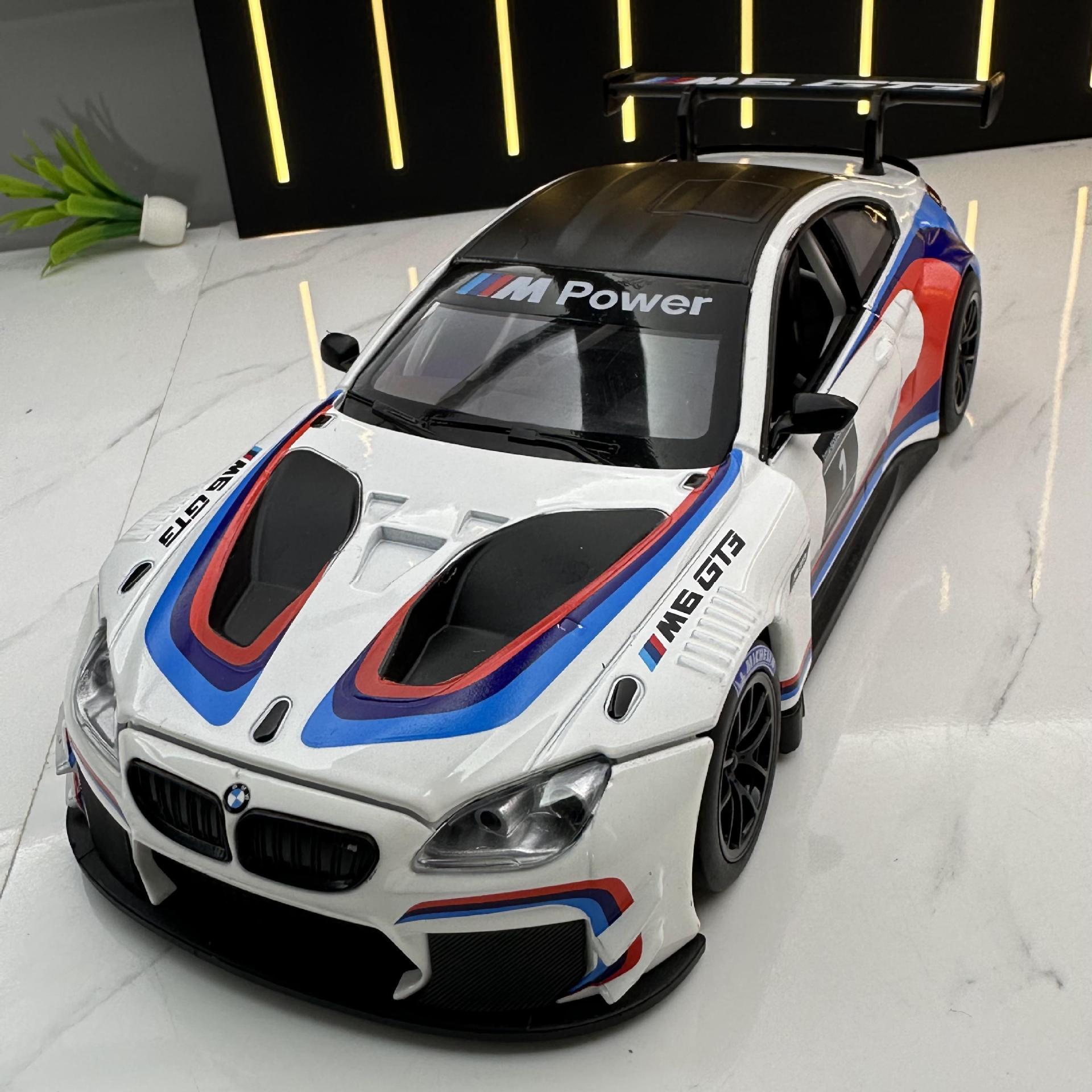 Caipo modelo de coche de aleación 1 a 24 BMW M6GT3 coche deportivo sonido iluminación juguete coche música modelo decoración colección