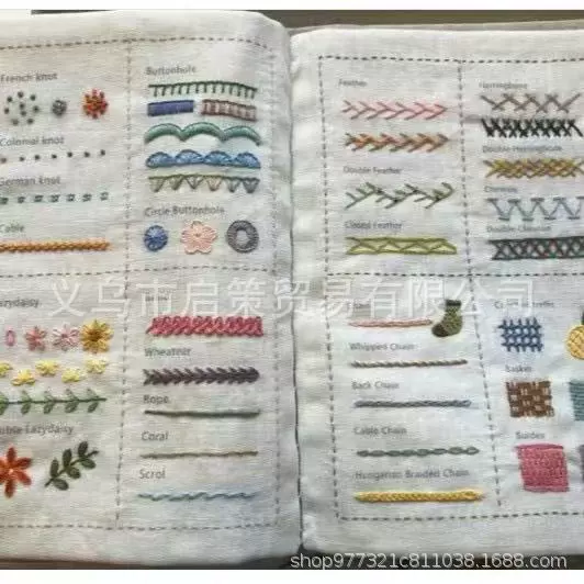 Cross-border new Stitch Book Handmade Fabric Embroidery Square Needle and Thread This Loose-leaf Book DIY Needle Book