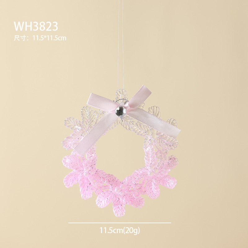 Nuevos adornos de árbol de Navidad transfronterizos colgante rosa transparente polvo acrílico colgante escena diseño props de disparo