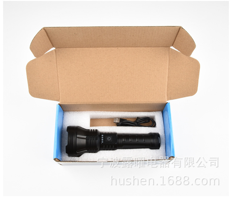 Outdoor Long-Lasting Led High-Intensity Flashlight, Aluminum Alloy Zoomable Handheld Rechargeable White Laser Long-Range Spotlight