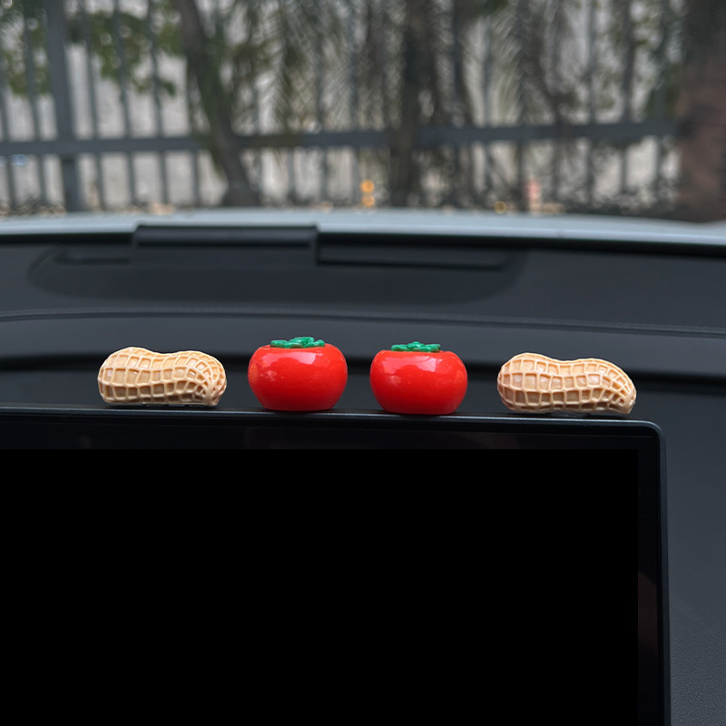 Año Nuevo buenas cosas ocurren adornos de automóviles consola personalizada dibujos animados caqui maní pantalla de automóvil decoración pegatinas