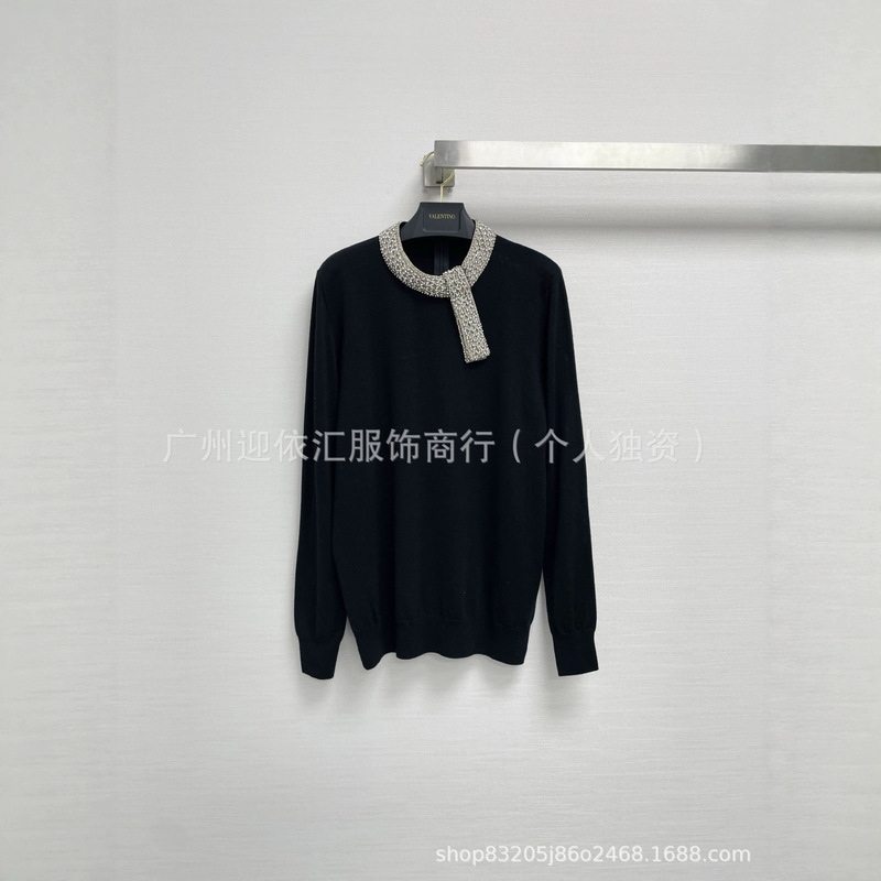 New autumn and winter collection: women's cashmere knit sweater, round neck, with a bow detail, loose and fashionable, a slimming effect, perfect as a base layer New autumn and winter collection: women's cashmere knit sweater, round neck, with a bow detail, loose and fashionable, a slimming effect, perfect as a base layer