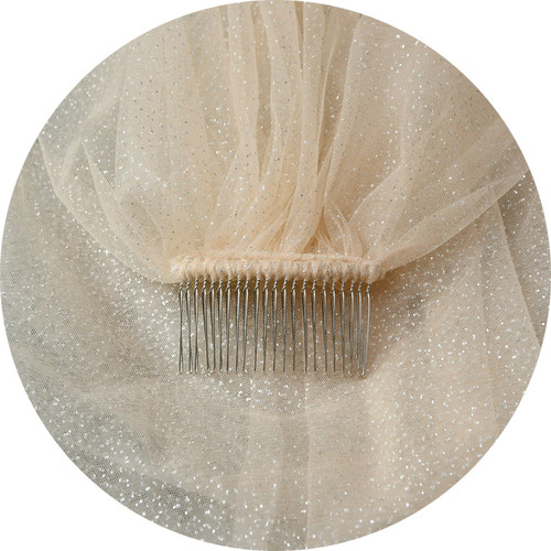 Ulapan Japanese and Korean Sensual Super Fairy Fantasy Bronzing Starry Sky Veil Bridal Champagne Color Wedding Dress Short Veil V101