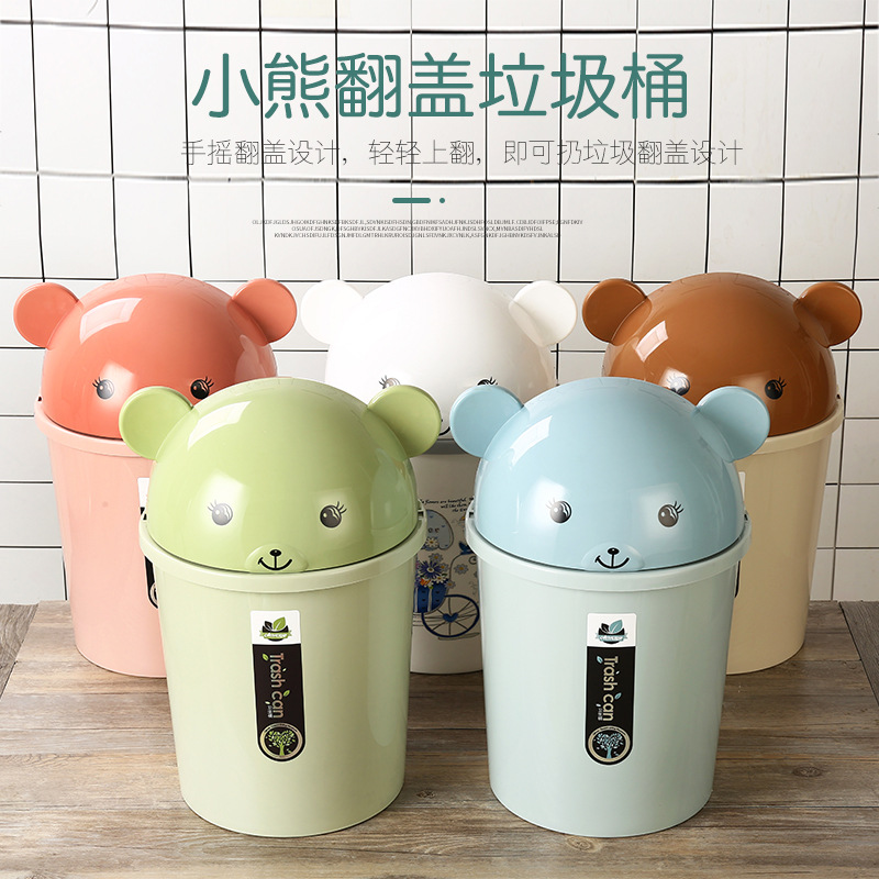 Cubo de basura de clasificación creativo nórdico con orejas de gato, plástico, con tapa, redondo, para baño y hogar, nuevo de fábrica