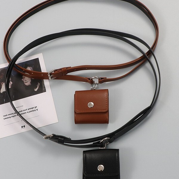 New Two-lap Double-layer Waist Bag Women's High-end Sense Internet-famous Concave Shape with Exquisite Fashion Mini Belt Decoration