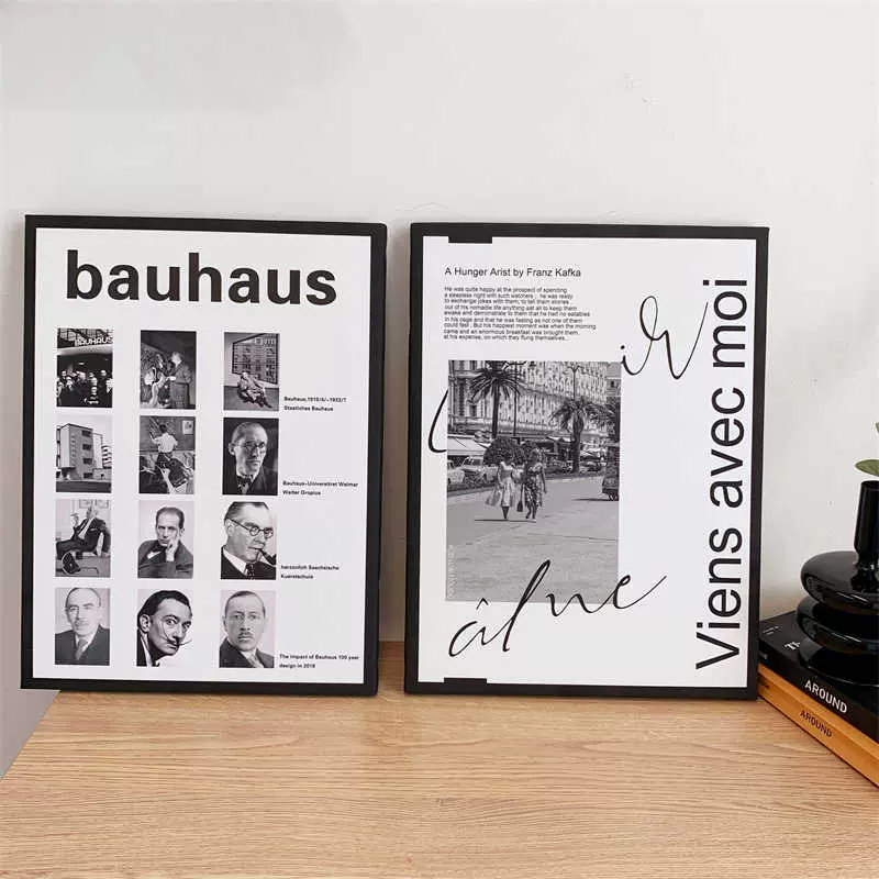 小众黑白风格装饰画 法式复古人物挂画桌面相框画电视柜摆件墙画