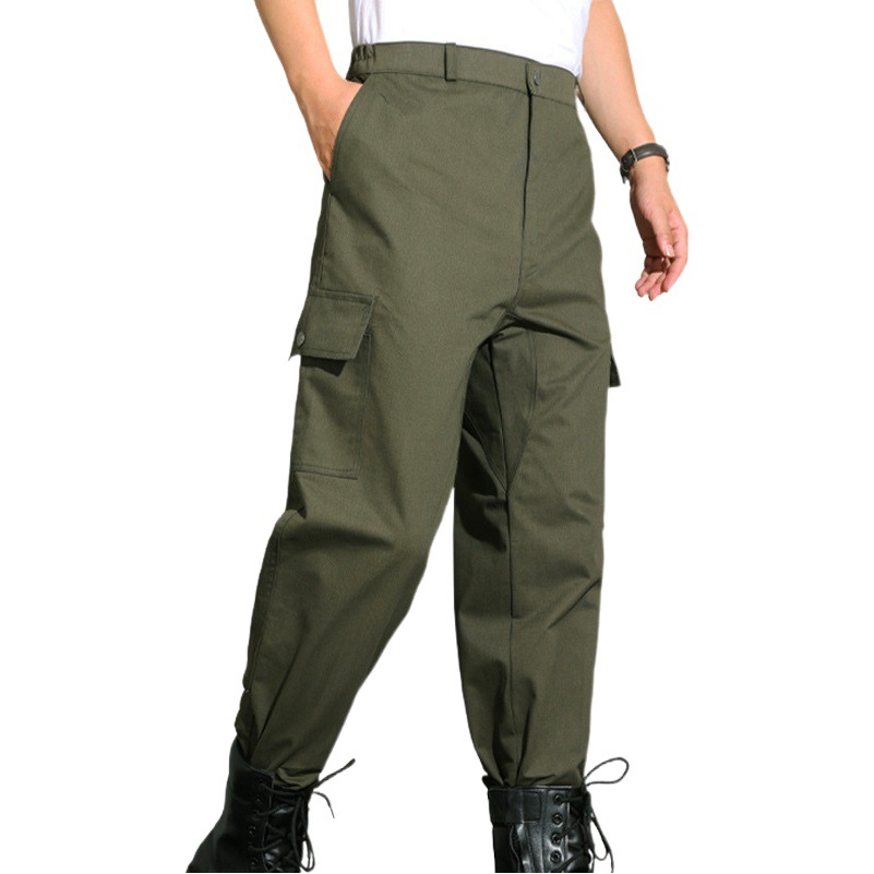 Pantalones de trabajo para hombres con entrepierna engrosada de algodón resistente al desgaste sueltos soldador ropa de trabajo pantalones transpirables para hombres