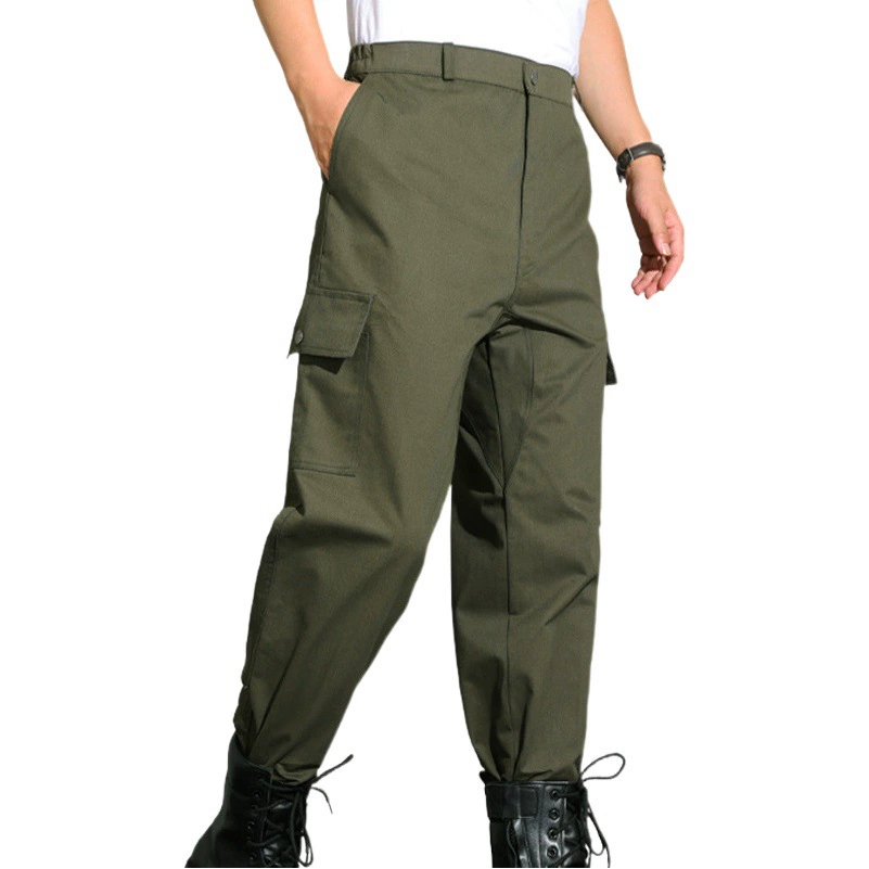 Мужские рабочие брюки с шаговым швом, утолщенные износостойкие хлопковые свободные рабочие брюки сварщика, дышащие для мужчин