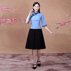 中華民国風学生服、レトロ文学漢服、綿麻、5月4日若者卒業シーズンクラス制服、合唱ドラマパフォーマンス服