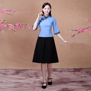Republic of China Style Student Clothing, Retro Literary Han Dynasty Cotton and Linen May Fourth Youth Graduation Season Class Uniforms, Chorus Drama Performance Costumes